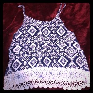 Blue Patterned Crop Top